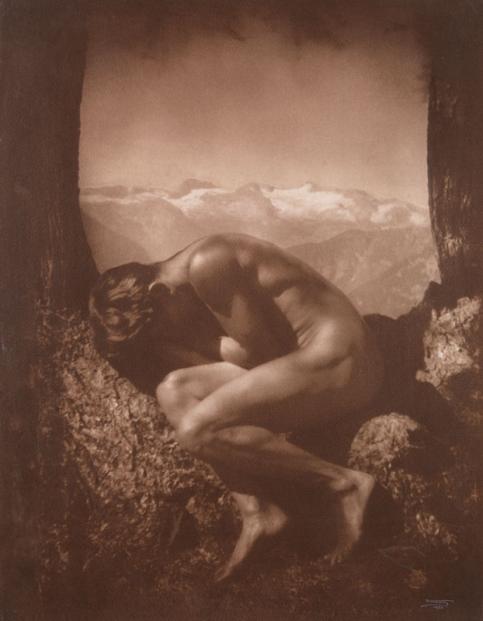 Rudolf Koppitz, In the arms of nature (self-portrait), 1923, bromoil  58.8 x 46.6 cm  (Photoinstitut Bonartes, Vienna)